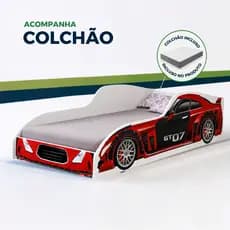 Mini Cama Infantil Carro Menino Carro de Corrida Vermelha Quarto Infantil com Colchão Incluso