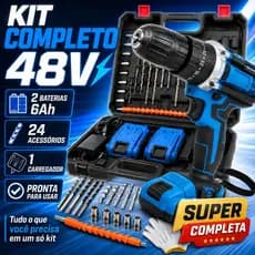 Parafusadeira Furadeira de Impacto a Bateria Recarregável Sem Fio furadeira de impacto 18v/48v 2 Baterias Com Caixa colo