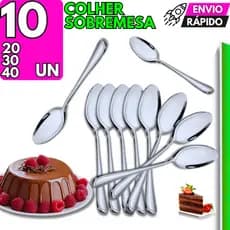 10/20/30/40 Colher de Sobremesa  Aço Inox Talheres Cozinha Restaurante Buffet Faqueiro Festa