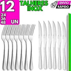 Jogo Talheres 24/48/36/12 Aço Inox Elegante Garfo Faca Buffet Restaurante Churrascaria