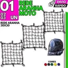 1/2/3 Rede Aranha Reforçada Para Moto Fixação Forte 6 Ganchos 30x30cm Ideal Motoboy Entrega