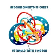 Brinquedo Mordedor e Chocalho Space Ball Bebê  Massageadora Flexível e Macio