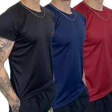 3 Camisetas Dry Fit Masculina Lisa - Casual Treino Academia Esportes Exercícios Corrida