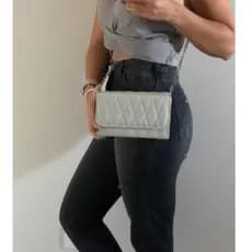 Bolsa Festa Bordada Triangulo Com Alça Grafite Transversal Super Estilosa Black Friday MP