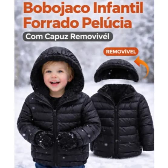 Bobojaco Infantil de Pelúcia com Capuz Removível de 8 a 16 Anos com 2 Bolsos – Casaco Quentinho MP
