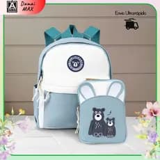 Kit Mochila e Infantil Escolar com Estampa de Urso Conforto Resistência e Qualidade Ideal para Escola e Passeios