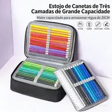 Estojo + Bolsa + Organizador para 72 Lápis de Cor e Canetinhas, para Artistas e Estudantes