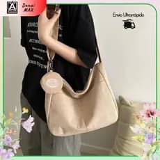 Bolsa de Corduroy Estilo Vintage Simples, Grande Capacidade, Ombro/Transversal