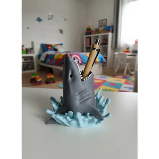 Porta canetas tubarão porta lápis porta objetos decoração personalizada BGG0014