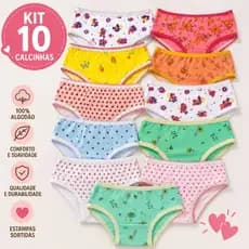 10 Calcinhas Infantil Menina Moça Confortáveis Forro de Algodão Dia a Dia Promoção