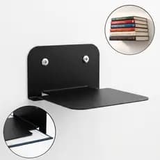 Kit 6 Prateleira Suporte Livro Estante Invisível Preto Suspenso Decoração Casa Aço Carbono