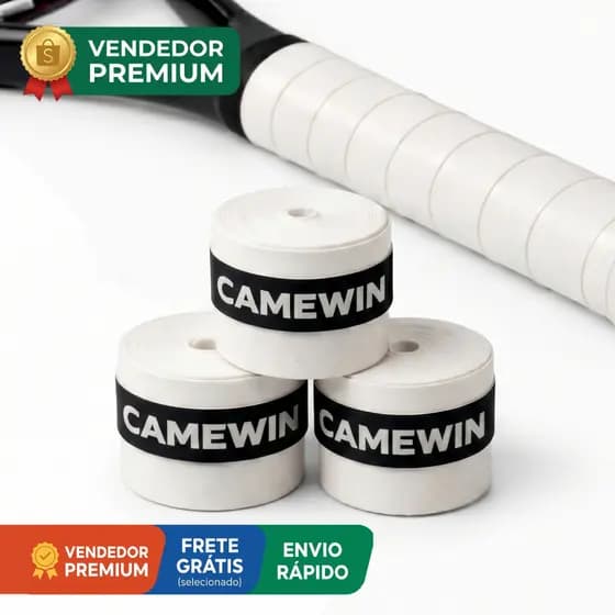 Kit 3 Fita Overgrip Raquete Beach Tennis Tênis Grip Ping Pong Branco Resistente Profissional Macio