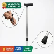Bengala Ortopédica Extensível Ergonômico Leve Resistente Prateada Altura Regulável Antiderrapante
