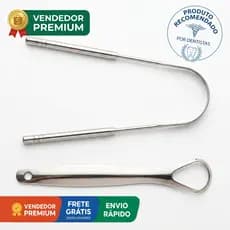 Conjunto Kit Raspador de Língua Aço Inox Higiênico Anti Mau Hálito Limpeza Bucal Limpador Lavável