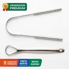 Limpador Raspador de Língua Aço Inox 2 Itens Higiene Combate Mal Hálito Limpeza Resistente Indicado