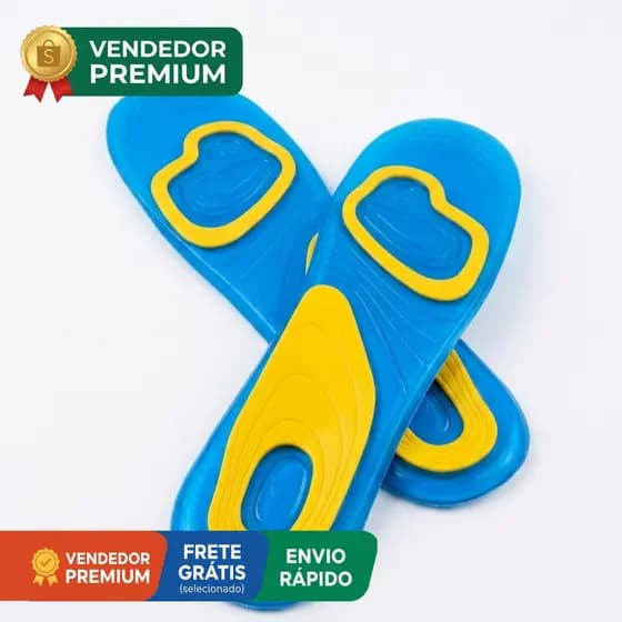 Kit 2 Pares Palmilha Silicone Gel Macia Leve Esportiva Ergonomica Fina Calçado Tênis Sapato Corrida
