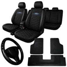kit Capa de Banco Ka Ranger Fiesta Ecosport Carro 100% Couro tapete de carro + capa de volante