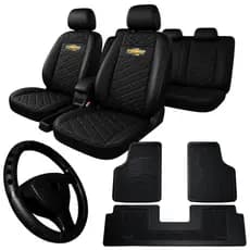 Kit Capa Banco Couro Universal Celta Corsa Prisma Onix + Tapete + Volante