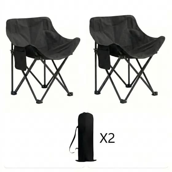 Kit 2 Cadeiras de Camping Dobráveis com Bolsa de Transporte | Leve, Resistente e Fácil de Levar para Qualquer Lugar