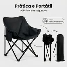 Cadeira de Camping Dobrável com Bolsa de Transporte  | Cadeira de Praia e Piquenique Leve e Resistente