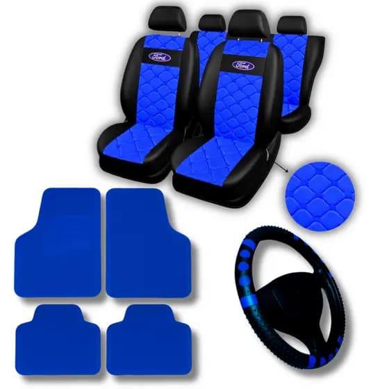 kit Capa Banco couro 3d Para Carro Ford Ka Fiesta Ecosport Todos os Anos Impermeável