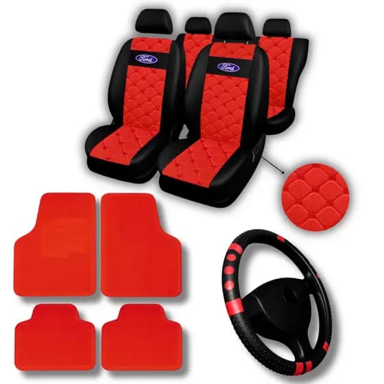 Kit Capa Para Banco Automotivo Couro Ford Ka Escort Ecosport Fiesta Focus Verona + Volante