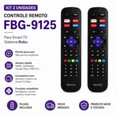 Kit 2 Controles Remoto FBG-9125 Compatível Com Smart TV Roku Pronto Para Uso Envio imediato