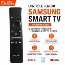 Controle Smart TV Samsung 4K FBG-9111 + 2 Pilhas inclusas – Netflix/Prime/GloboPlay