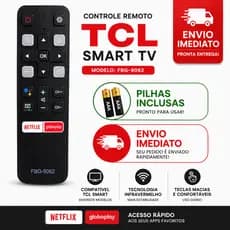 Controle Remoto Smart TV TCL Semp Android FBG-9062 Com Pilhas Inclusas Netflix Globoplay Não Precisa Configurar