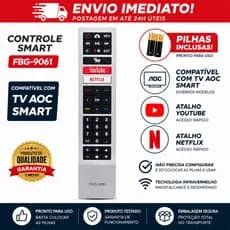 Controle Remoto Compatível Com TV AOC Smart 4K LED FBG-9061 Com Botão Netflix e YouTube 32S5295 43S5295 50U6295 55U6295