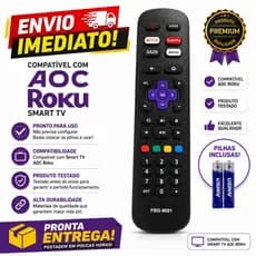 Controle Remoto Para Smart TV AOC Roku FBG-9091 Alta Qualidade Com Botões Netflix E YouTube
