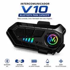 Fone Bluetooth para Capacete Motoboy V10 Intercomunicador Moto IPX6 Bateria Longa Bluetooth 5.3
