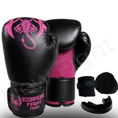 Kit Luva De Boxe + Bandagem + Bucal Muay Thai Kickboxing Treino