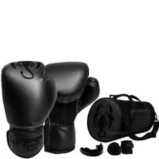 Kit Luva De Boxe + Bandagem + Bucal + Bolsa Muay Thai Kickboxing