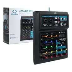 Mesa de Som Profissional 4 Canais com USB, Efeitos, Equalizador, Bluetooth e Phantom Power