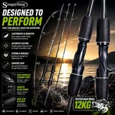 Sougayilang Vara De Pesca De 2 Seções De 1.8 M , 5-10 lbs , Fibra De Carbono Giratória/Fundição , Resistência Máxima 8 K