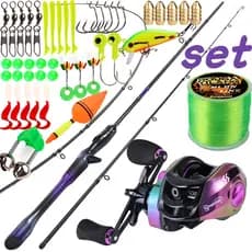 Conjunto De Pesca Sougayilang Vara E Carretel De 1.8 M Com Relação De Engrenagem 7.2 : 1 , Adequado Para Em Água Salgada