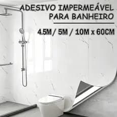 Adesivo Parede Lavável Banheiro Mármore 5/10M Preto E Branco Papel de Parede Autoadesivo Removível