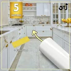 5 Metros Adesivo Vinil Branco + Espátula para Aplicação Móveis Geladeira Fogão Decoração Lavável