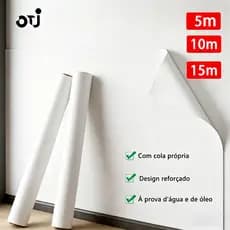 Papel Contact Branco Fosco 10 Metros Adesivo Vinil p/ Envelopar Móveis Parede Cozinha Lavável