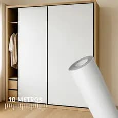 Papel Contact Branco Fosco 5/10 Metros Adesivo Vinil p/ Envelopar Móveis Parede Cozinha Lavável