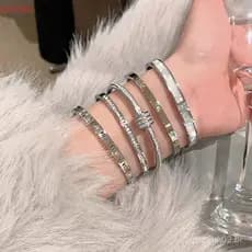 Pulseira De Zircão De Aço De Titânio De Alta Qualidade-Hipoalergênica De Luxo Para Mulheres , Joias De Punho Elegantes