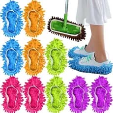 2 Pares De Chinelos De Esfregão De Limpeza De Microfibra , Ferramentas Piso De Chenille , Capa De Sapato , Meias Reutili