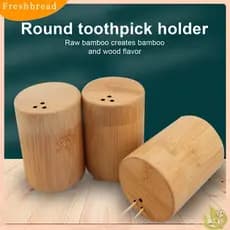 (cactus01) Caixa Redonda para Palitos de Dente Cozinha Suporte de Bambu para Palitos de Dente Economizador de Trabalho