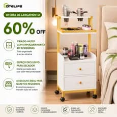 Drelife Carrinho Auxiliar para Salão Cabeleireiro e Atendimento em Clínica estética unha Mesa de cabeceira