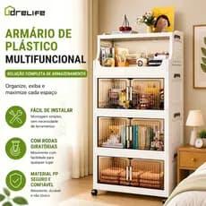 Drelife Armário Organizador 60 cm Largura 3/4/5 Andares com Prateleira Superior Dobrável Sem Ferramentas Para Roupas