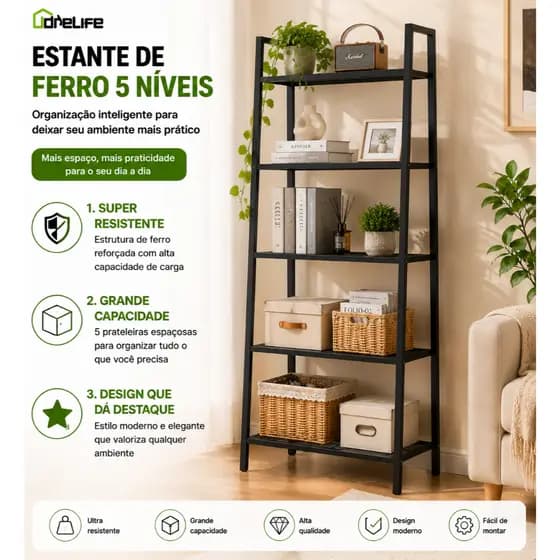 Drelife Estante de Chão em Ferro para Quarto Sala Varanda Organizador de Cosméticos e Prateleira de Cozinha