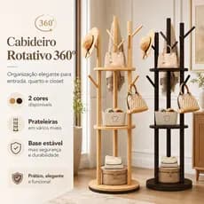 Drelife Cabideiro Giratório de Chão para Quarto e Sala Prático Suporte de Roupas de Madeira para Corredor