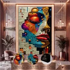 Quadro Decorativo Sala Mosaico Abstrato Rosto Decoração Casa Nova Sala Escritório