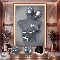 Quadro Decorativo Figura de Metal Estátua de Arte Romântica Abstrata Casal Grande